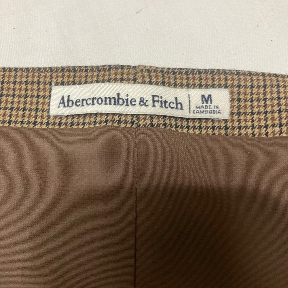 Abercrombie & Fitch Brown Houndstooth Square Neck Shift Mini Dress M Sleeveless - Picture 3 of 8